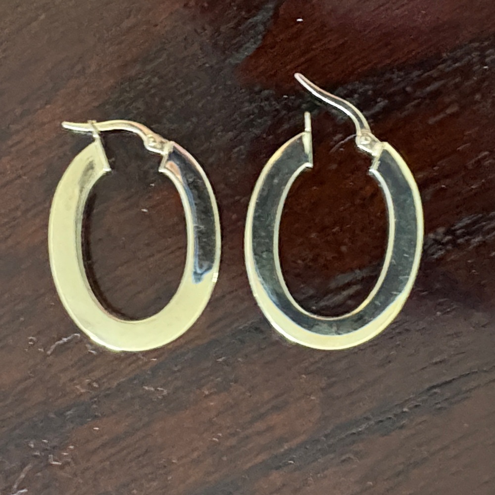 14k Gold Oval Hoop Earrings
